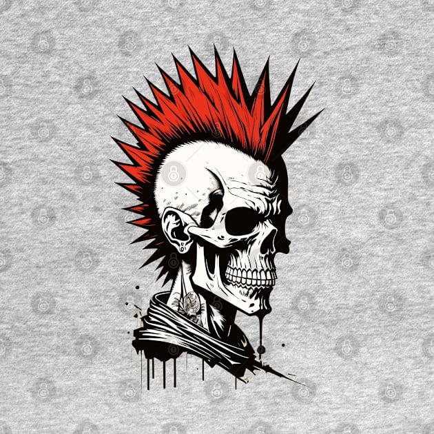 Red mohawk skull punkrocker by DeathAnarchy